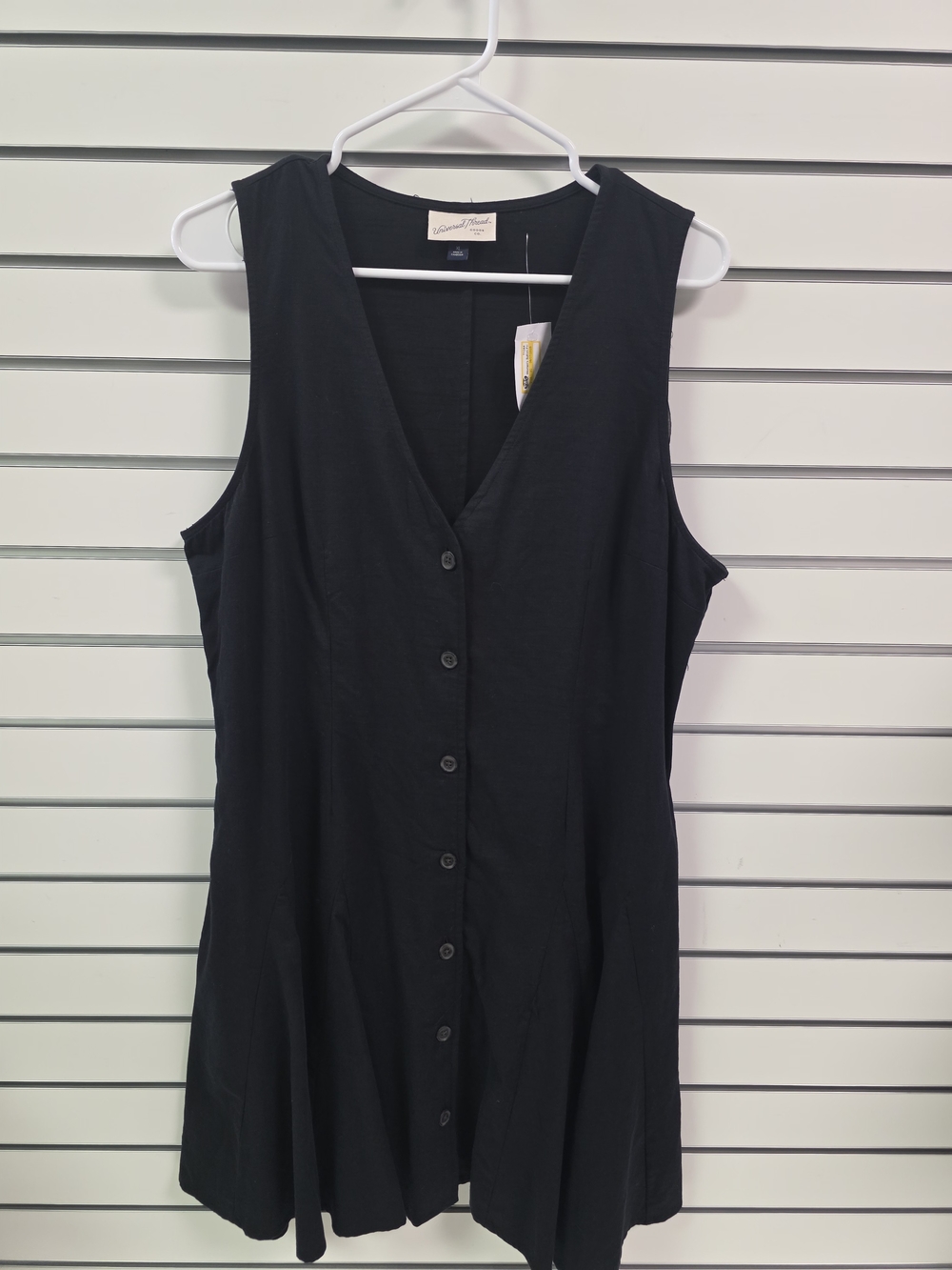 Universal Thread Black V-Neck, Front Button Up Dress